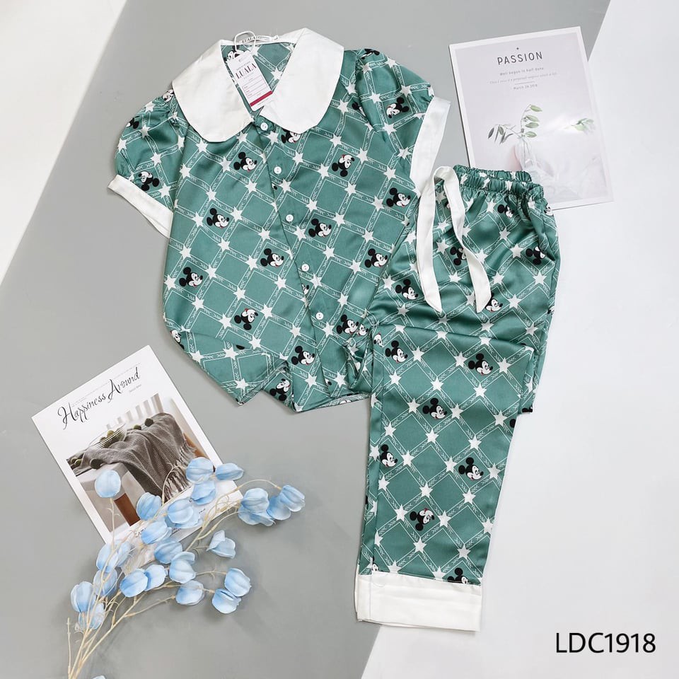 Đồ bộ Pijama cổ sen lụa satin cao cấp | BigBuy360 - bigbuy360.vn