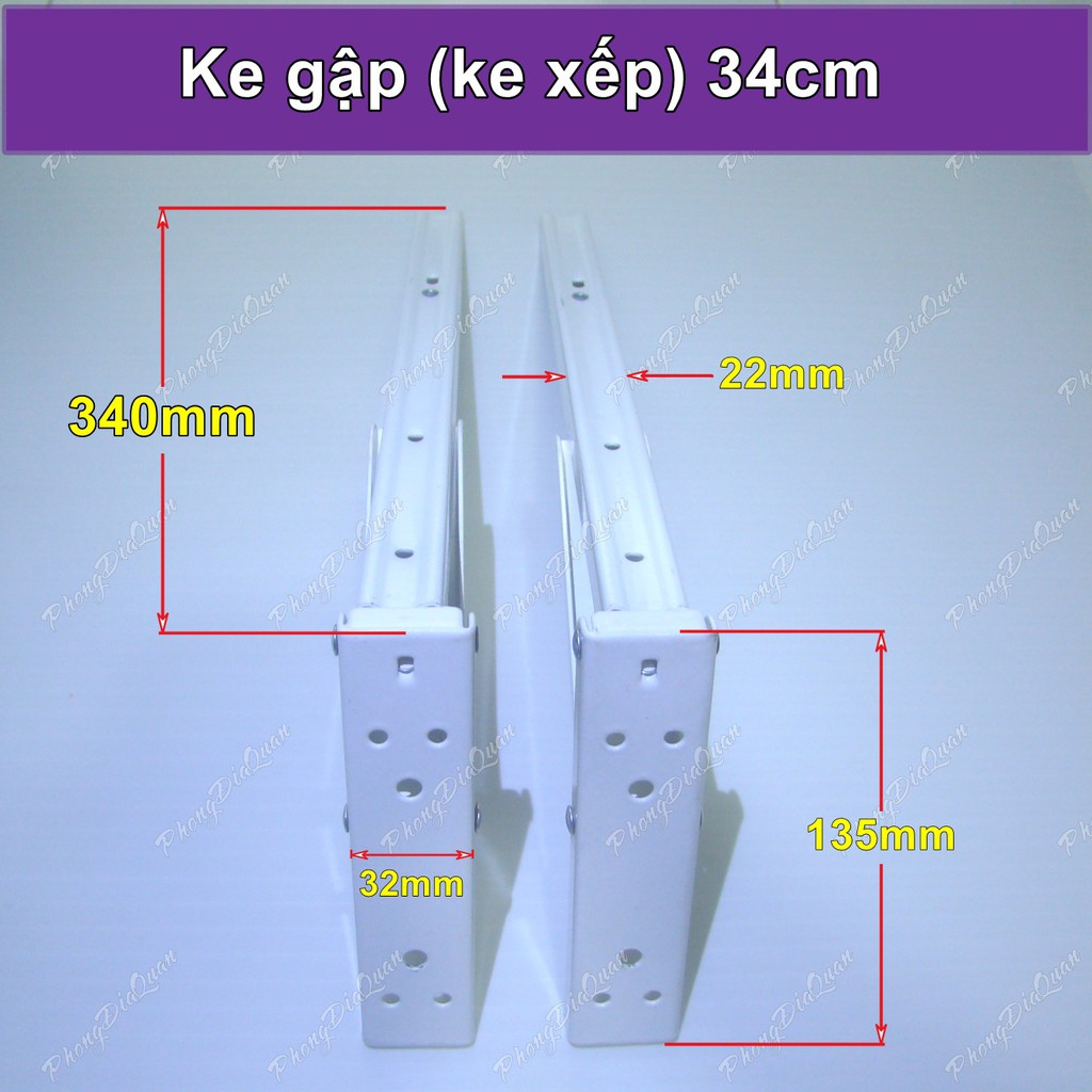 Ke gập 34cm (ke gấp, ke xếp, bản lề gập thông minh)