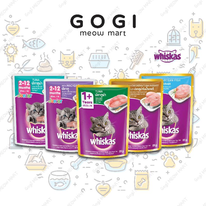 Pate WHISKAS cho mèo 5 mùi vị dạng túi 85G - Thức ăn dinh dưỡng thú cưng Gogi MEOW MART