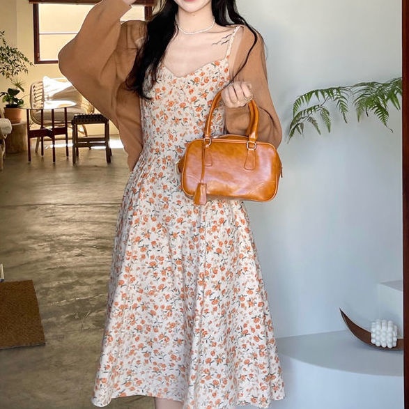 Đầm Dáng Chữ A Hai Dây Chiết Eo In Họa Tiết Hoa Thời Trang Hàng Mới Dành Cho Bạn Nữ 2022