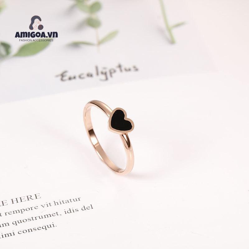 Nhẫn Vỏ Đen Trái Tim Dễ Thương