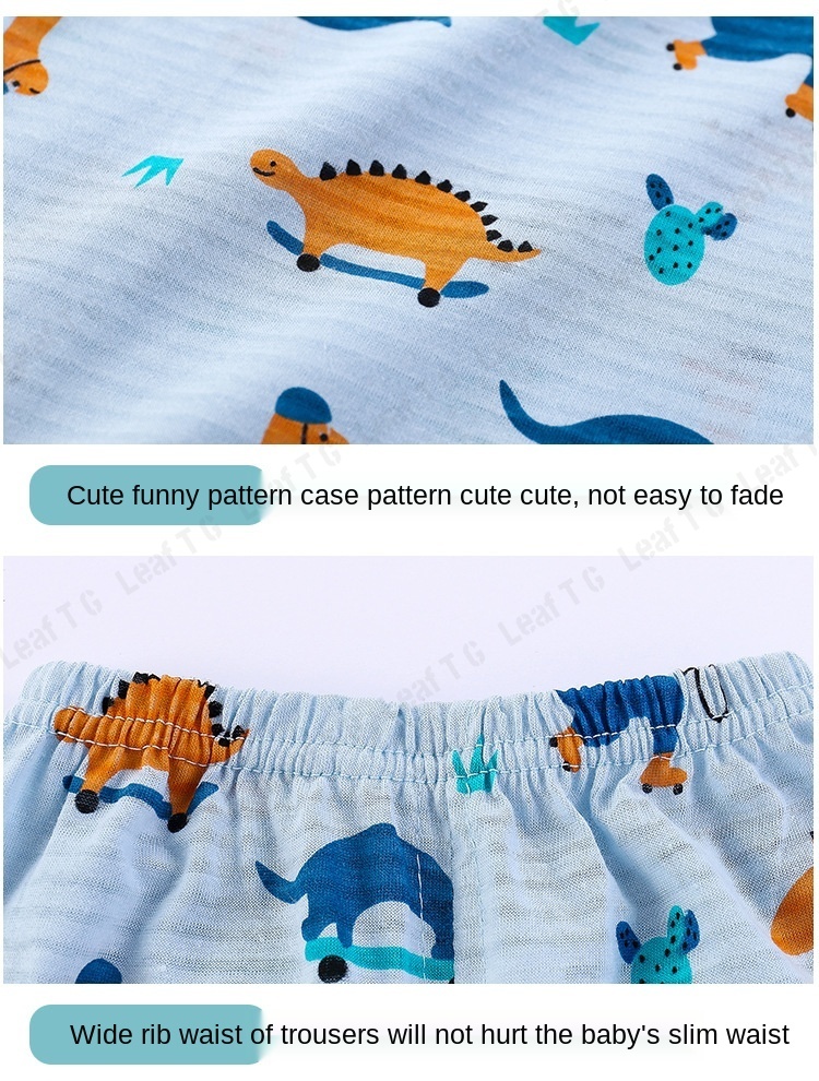Bộ đồ ngủ cotton tay ngắn thoáng khí cho trẻ em