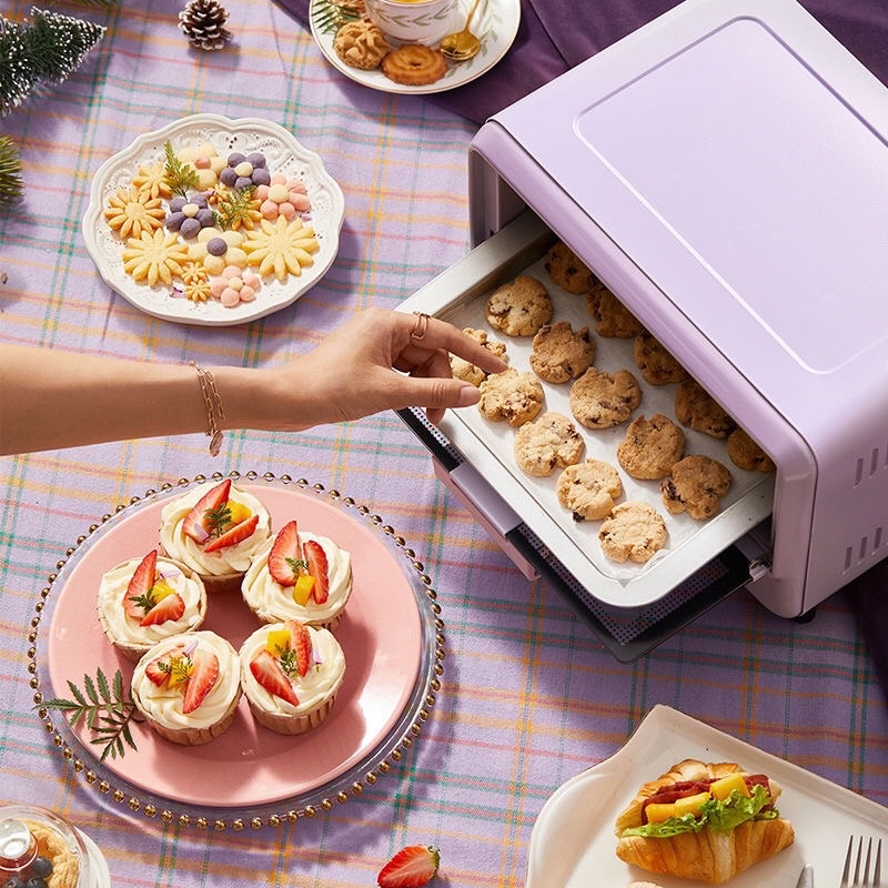 Lò nướng mini 12L màu tím Pastel siêu yêu, chính hãng bảo hành 12 tháng.