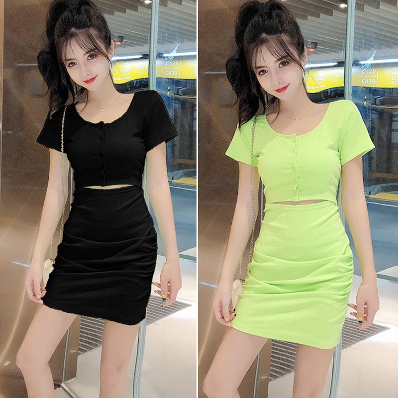 Đầm nữ dệt kim tay ngắn phong cách Hàn Quốc | BigBuy360 - bigbuy360.vn