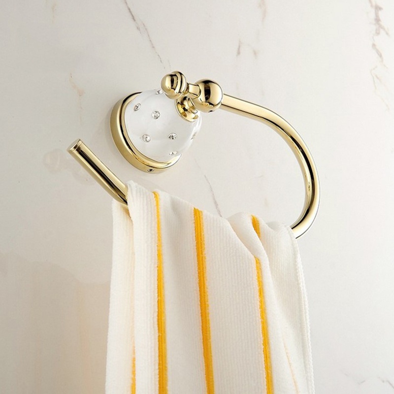 Giá Treo Khăn Hình Oval Mạ Vàng Phong Cách Châu Âu