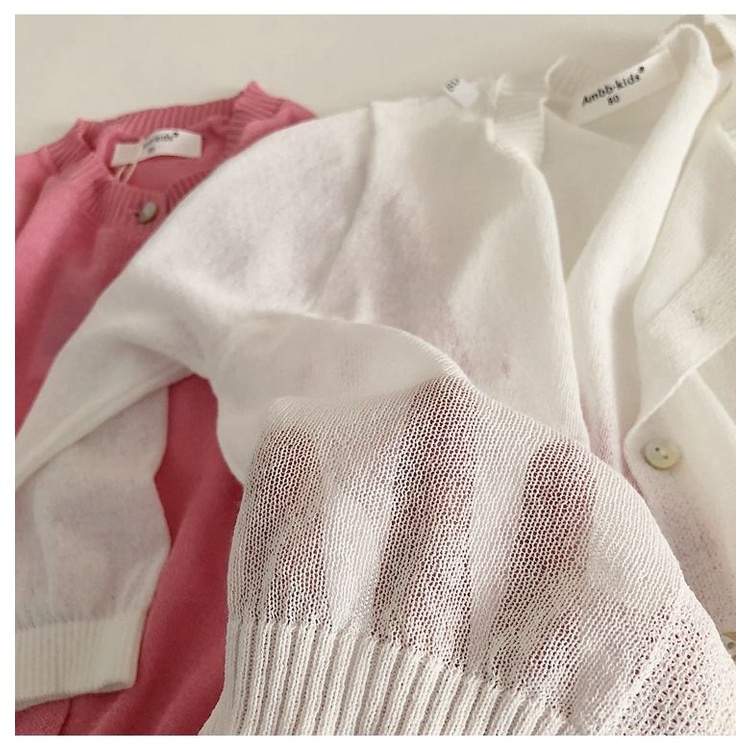 Áo Khoác Cardigan Dệt Kim Màu Trơn Chống Nắng Phong Cách Nhật Hàn Thời Trang Mùa Hè Cho Bé Gái
