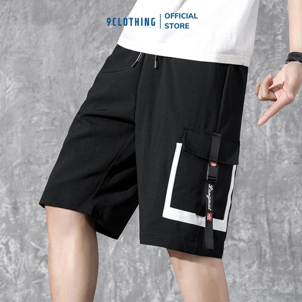 Quần short nam phối Túi Hộp, quần đùi lửng nam mùa hè vải mát mịn phong cách streetwear Ulzzang Hàn từ 9CLOTHING