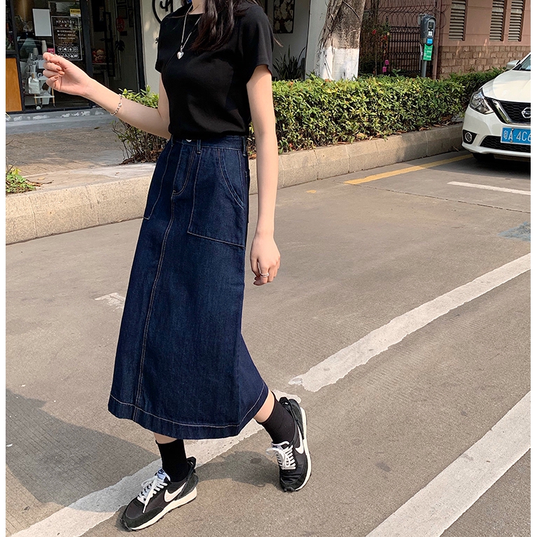 Chân Váy Denim Lưng Cao Thời Trang Cho Nữ | BigBuy360 - bigbuy360.vn
