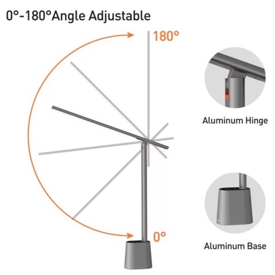 Đèn để bàn Baseus (Cảm biến ánh sáng tự động, pin sạc, 3000k - 6000k Full-Spectrum, Foldable and Rechargeable Reading)