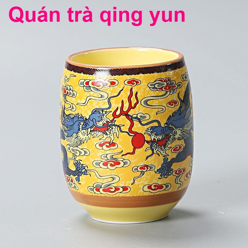 hộp quà> tách trà phong cách Nhật Bản Gốm cổ điển khối sứ 175 ml cốc nước lớn nhà hàng bộ1