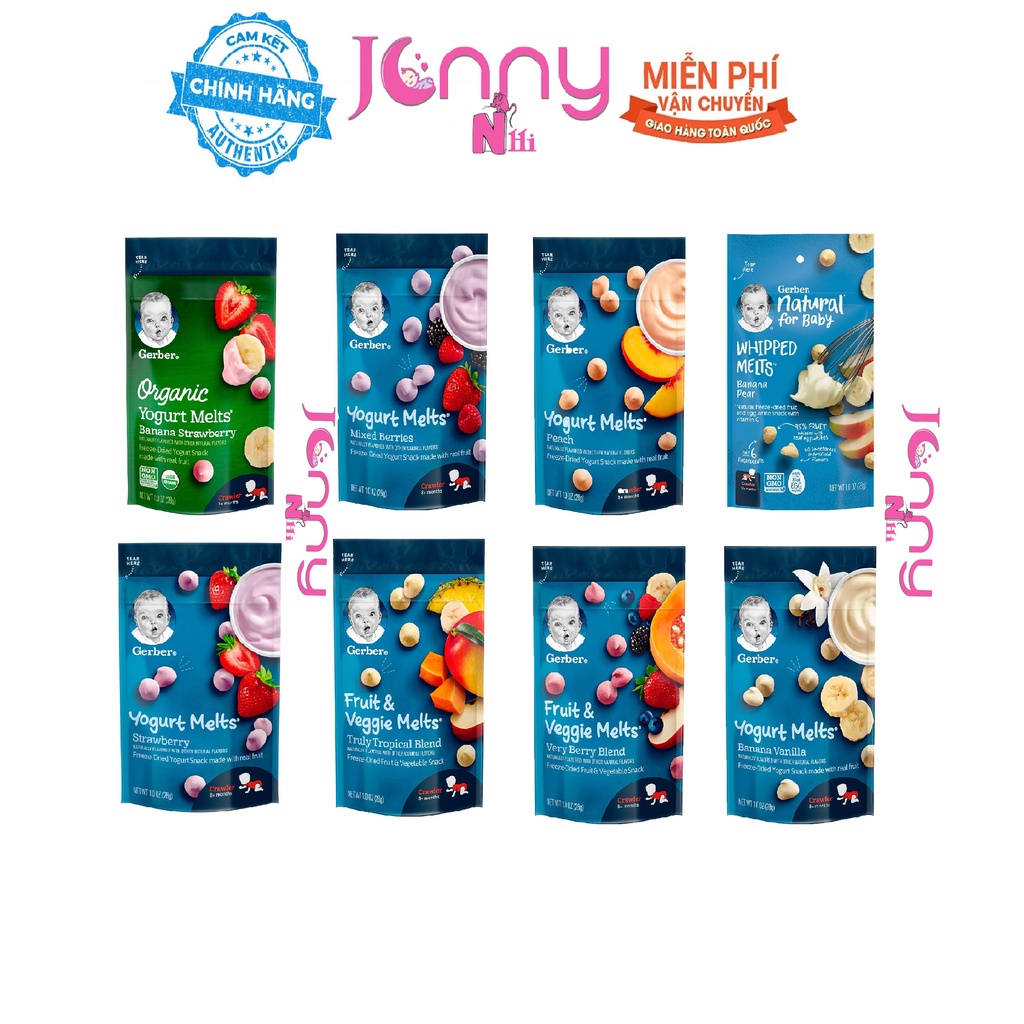 Sữa chua khô sữa chua sấy khô sấy lạnh Gerber hàng air Mỹ ăn dặm vị hoa quả giá rẻ