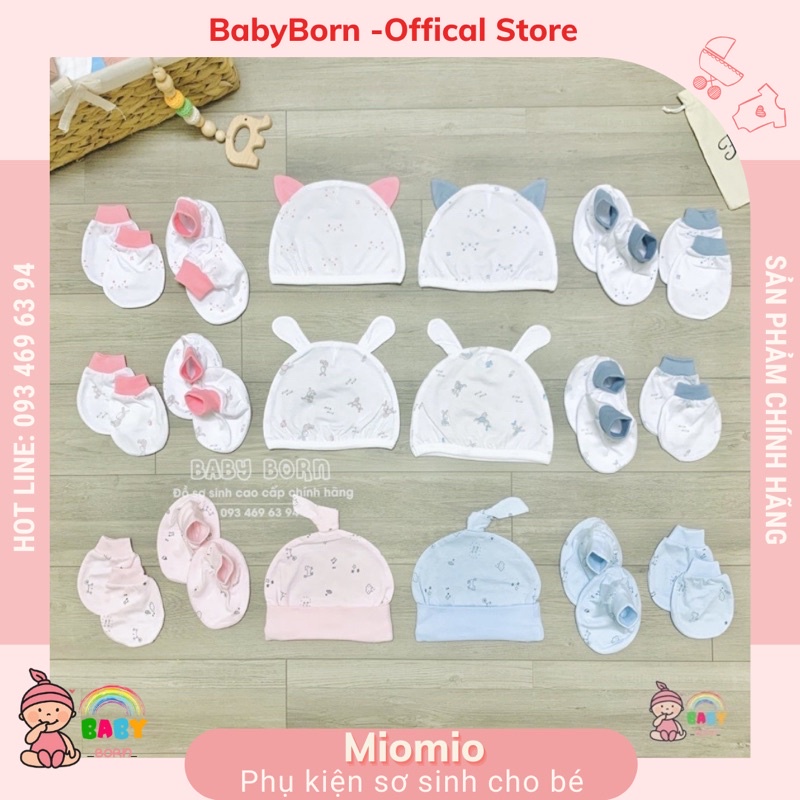 Miomio - Phụ kiện sơ sinh mũ, bao tay chân cotton mỏng, mềm mát cho bé
