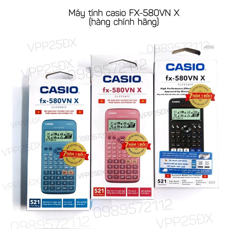 Máy tính casio Fx-580VNX CHÍNH HÃNG (Bảo hành 7 năm).