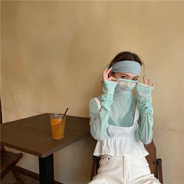 Jiashucheng Áo Kiểu Tay Dài Phối Lưới Mỏng Thời Trang Mùa Hè Xinh Xắn Cho Nữ