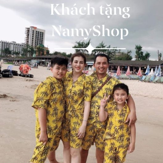 16. QATC10.Đồ bộ đi biển (vải kate thái, cây dừa vàng) size lớn từ 7kg -115kg (NamyShop39)