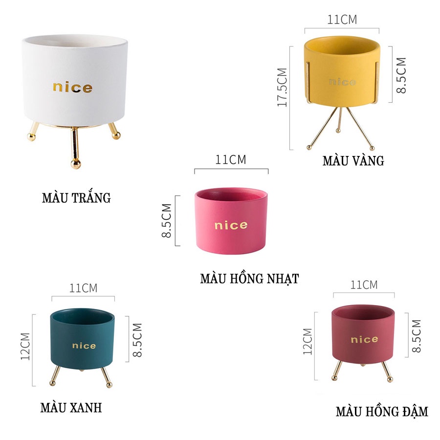 Chậu hoa nhiều màu phong cách Bắc Âu dùng để decor, trang trí nhà cửa  làm bằng gốm sứ cao cấp