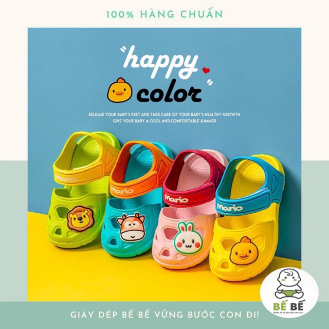 Dép sục cho bé MARIO có quai dán đế chống trơn trượt siêu mềm,êm kèm icon sticker SD2