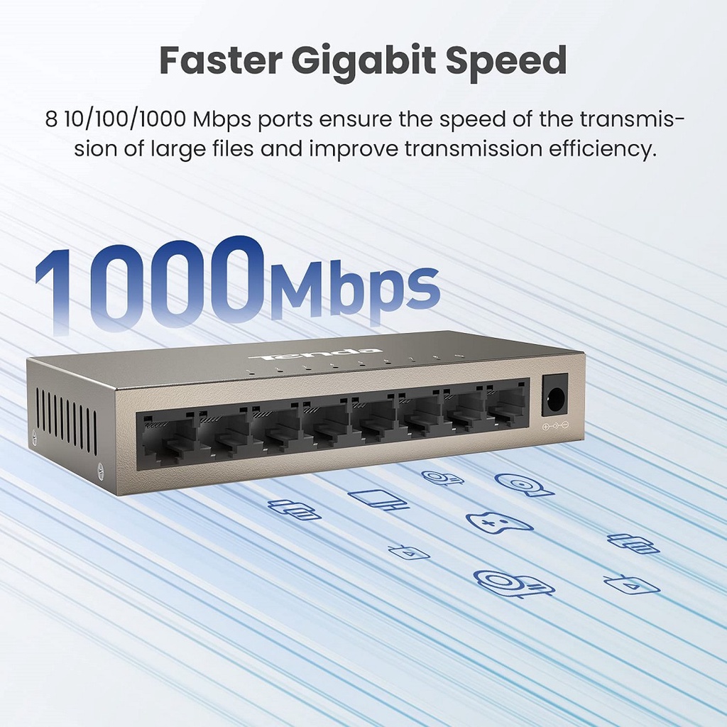 Bộ chia mạng Switch để bàn Tenda TEG1008M 8 cổng Gigabit Ethernet 10/100/1000Mbps