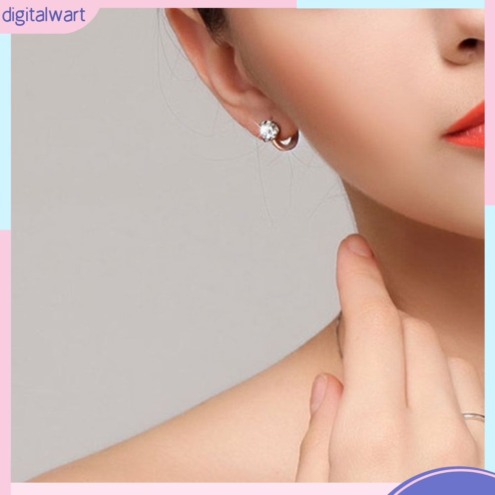 Bông Tai Đính Hạt Đá Tròn Thời Trang Nữ Tính