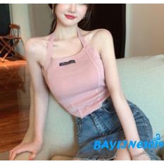 Áo Tank Top Dệt Kim Cổ Yếm Không Tay In Chữ Gợi Cảm Cho Nữ | BigBuy360 - bigbuy360.vn