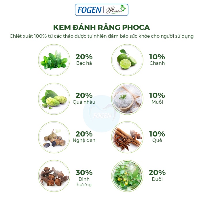 Kem Đánh Răng PHOCA Nhập Khẩu Chính Hãng, Thảo Dược Tự Nhiên 25g