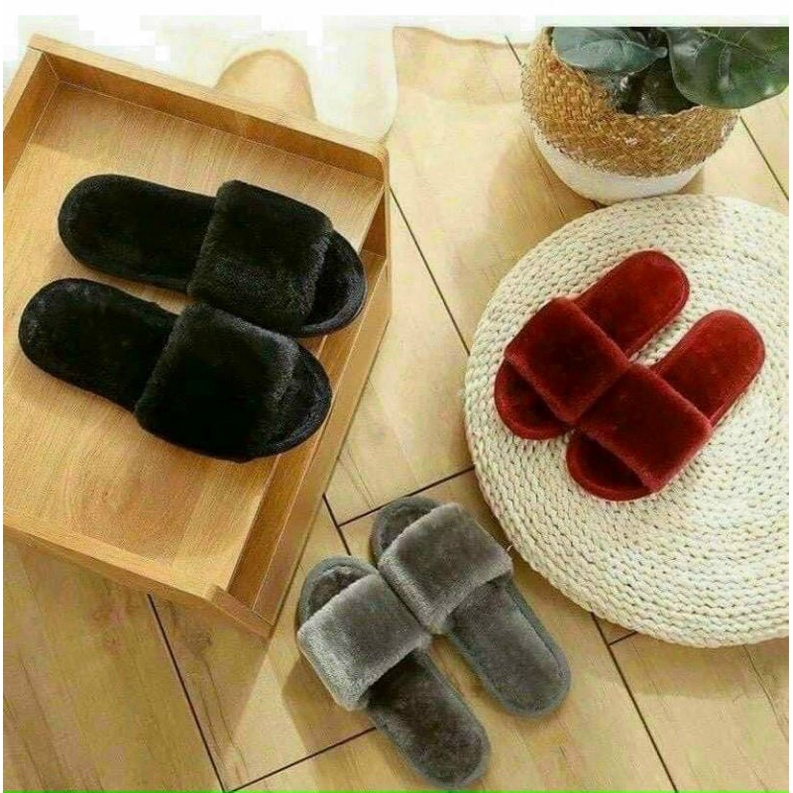 Dép lông đi trong nhà một màu, hình trái tim   sang chảnh dành cho  nữ