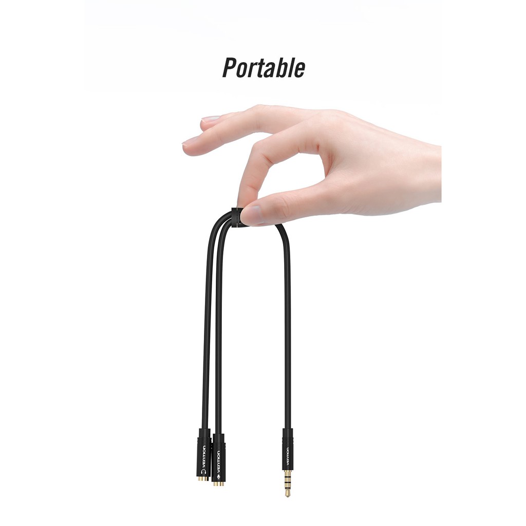 Dây cáp âm thanh 3.5mm chia 2 cổng cắm tiện dụng