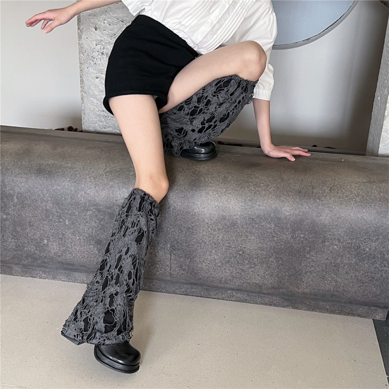 Vớ Ống Chân Giữ Ấm Thiết Kế Đục Lỗ Phong Cách Gothic Harajuku Gothic Đường Phố Cho Nữ