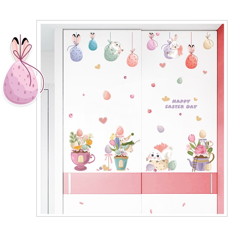Decal dán tường Thỏ con cùng bong bóng đáng yêu
