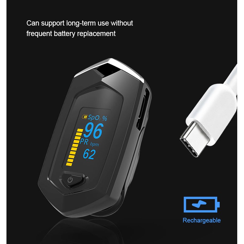 Aolon O3 Fingertip Oximeter Portable Rechargeable Blood Saturation SpO2 and PR with OLED Display for Outdoor Sports Assistance Device