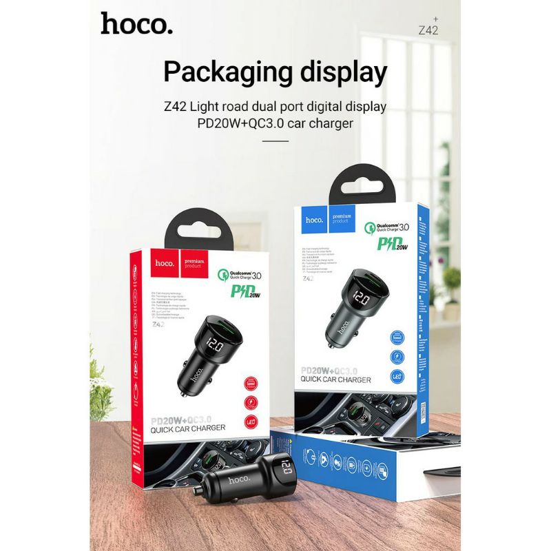 Tẩu sạc nhanh tẩu sạc xe hơi hoco z42 qc 3.0 PD 20w