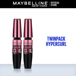 Image of Maybelline Volum Express Hypercurl Waterproof Mascara Make Up - Black [Twinpack]