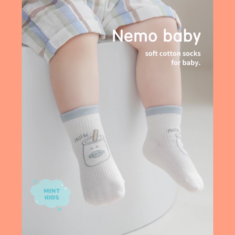 Set 4 Đôi Tất Lưới Nemo Baby Mềm Mại Cho Bé 0 Đến 3 Tuổi SL-01