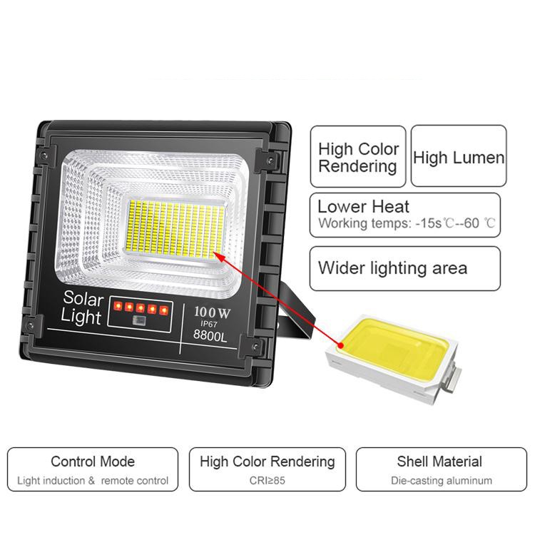 Đèn Năng Lượng Mặt Trời JINDIAN Công Suất 200W - Mẫu Mới 2020, Khung Nhôm, Chip Led "SMD" - BH 03 Năm