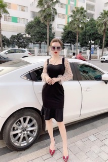 Đầm thiết kế đuôi cá phối tay lưới bi