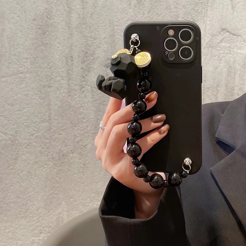 Ốp Điện Thoại tpu Mềm Họa Tiết Chú Cún Gắn Dây Xích Cho iphone 1211 pro max xs max xr x 7 8 plus