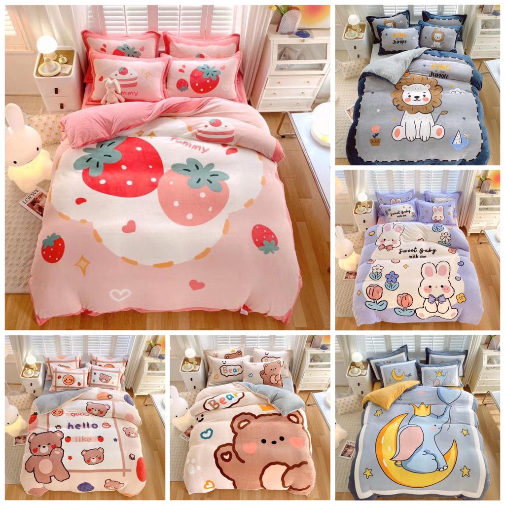 Bộ Chăn Ga Gối Nỉ Nhung 5d Mềm Mướt, Siêu Ấm Chuyên Dụng Cho Mùa Đông