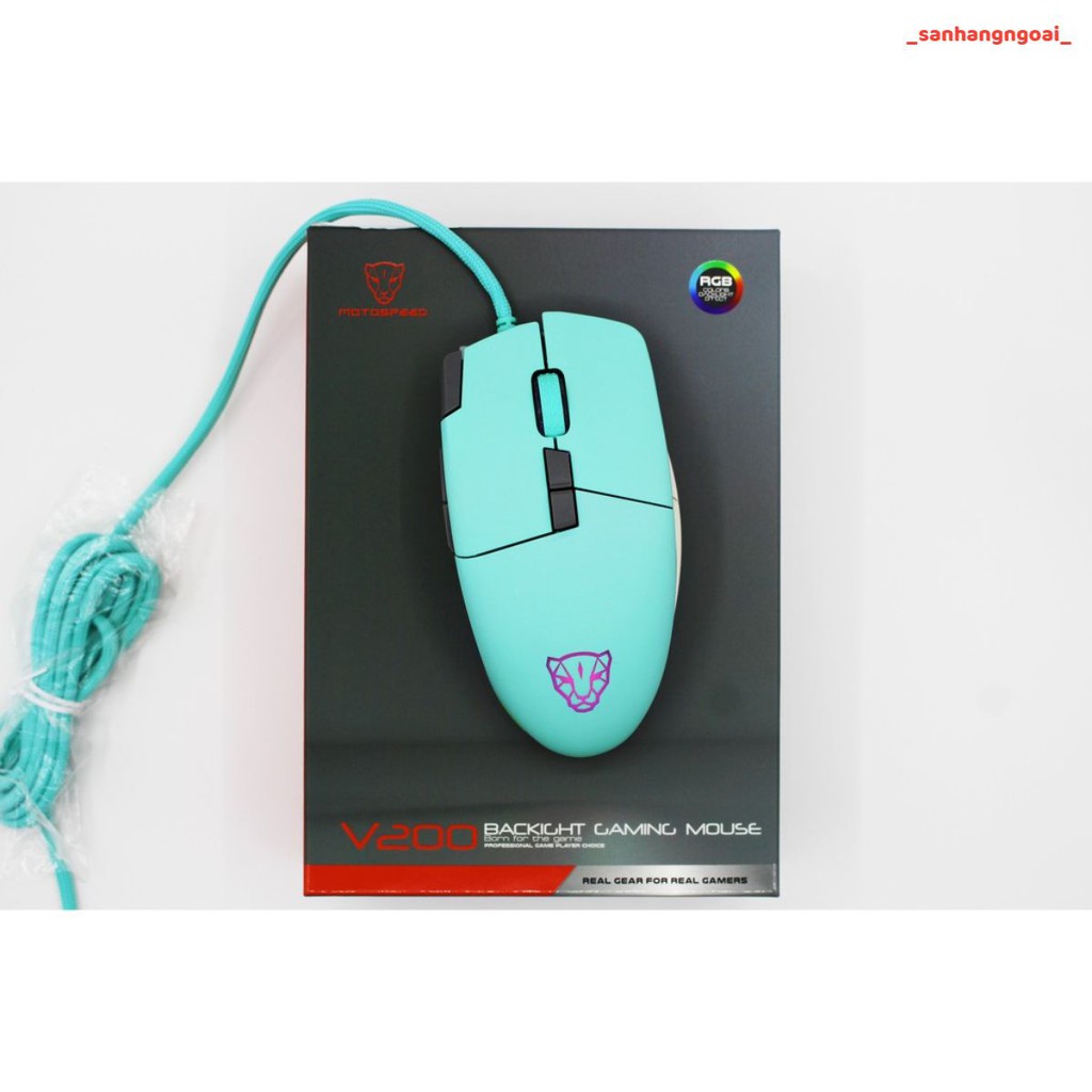 CHUỘT MOTOSPEED V200 (XANH) Gaming mouse có LED RGB thay đổi theo DPI - hàng chính hãng