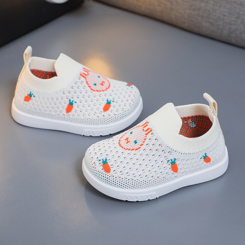 Giày Sneaker Đế Mềm Chống Trượt Thoáng Khí In Hình Thỏ Hoạt Hình Dễ Thương Cho Bé 0-3 Tuổi