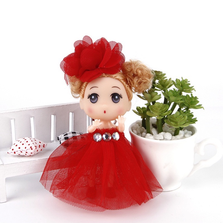 búp bê trang trí bánh kem [FREESHIP❤️] bupbe chipi váy dài tóc xoăn