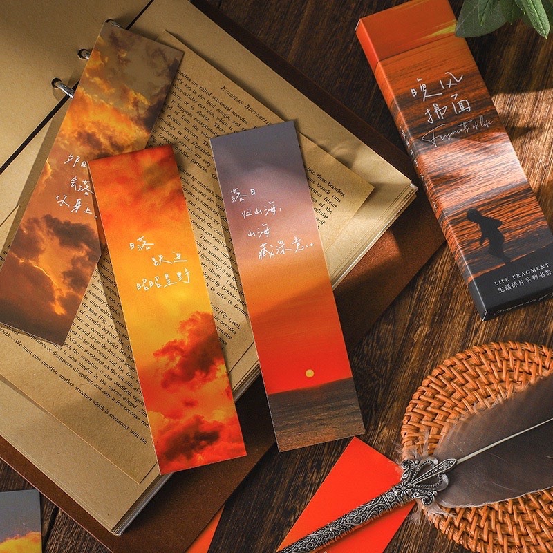 Bookmark kẹp sách giấy cứng hoạ tiết phong cảnh thiên nhiên