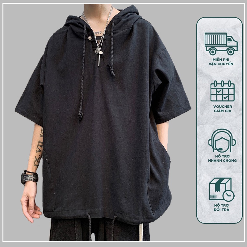 Áo Hoodie Tay Ngắn Phong Cách Hàn Quốc Cho Nam Nữ