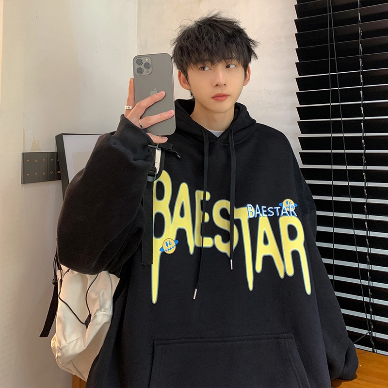 Áo Hoodie Dáng Rộng In Họa Tiết Graffiti Phong Cách Hàn Quốc Thời Trang Xuân Thu Cho Nam
