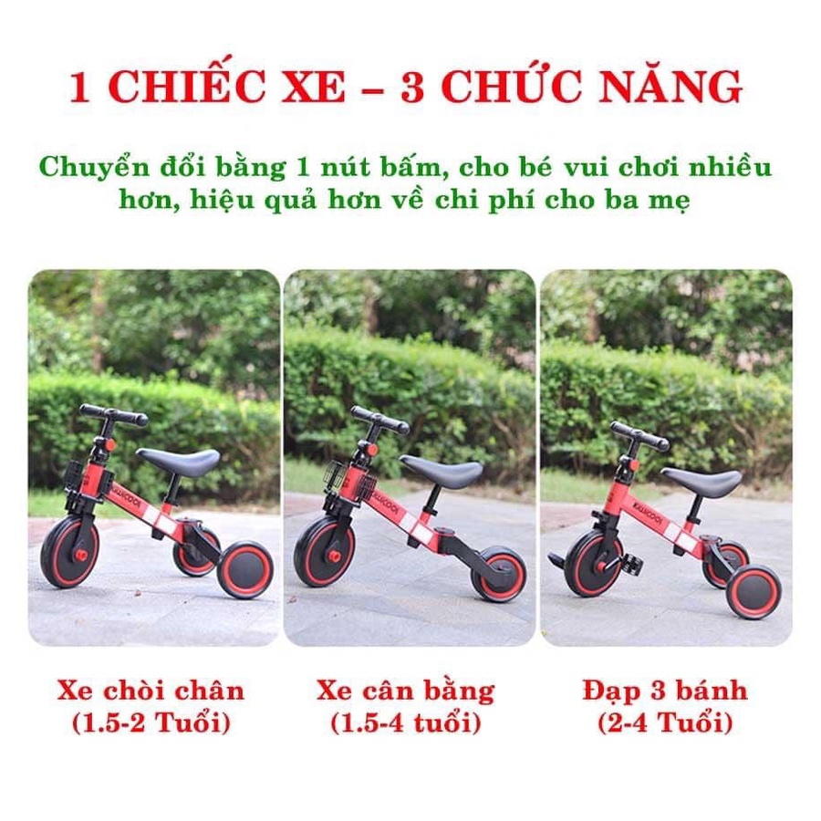 Xe cân bằng kiwicool kiêm xe đạp 3 bánh và xe chòi chân