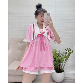Đồ bộ thủy thủ áo baby doll siêu đẹp chất thun cotton sufa dễ thương