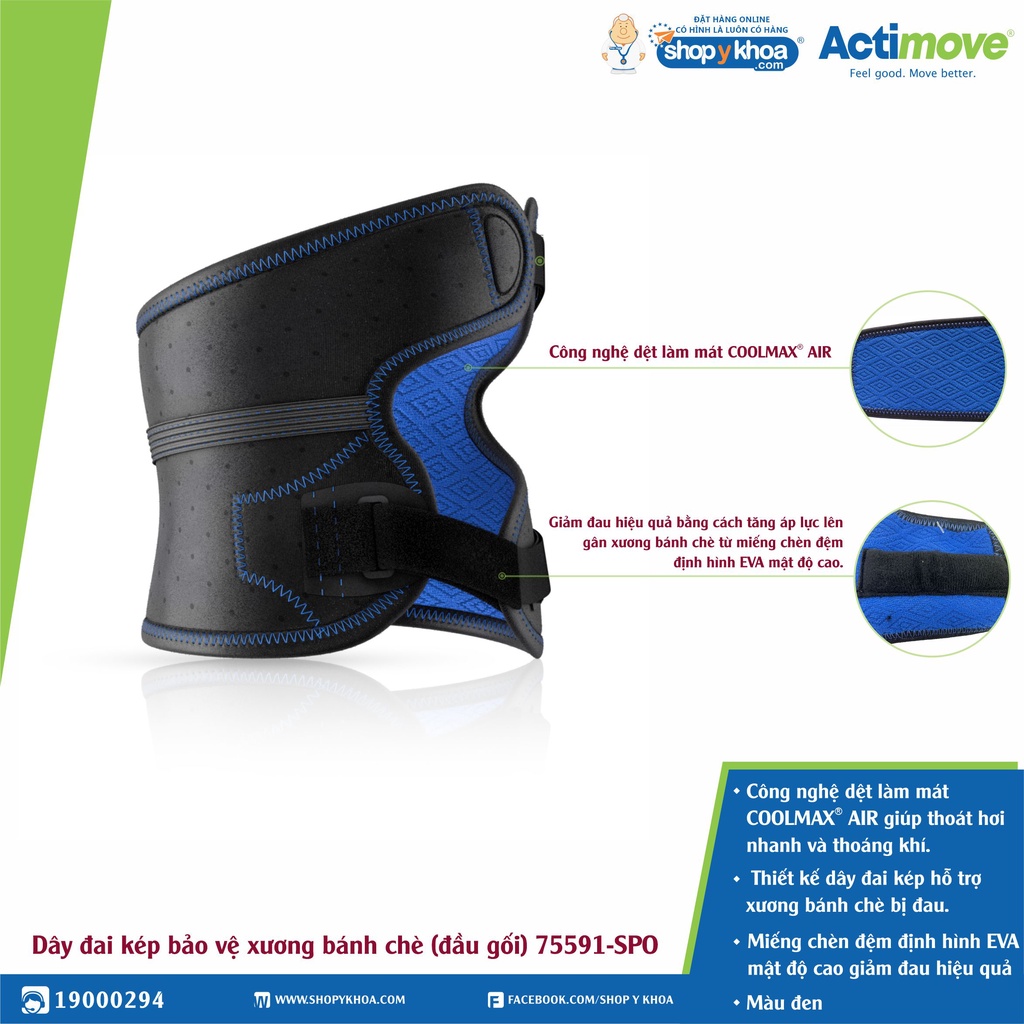 Dây đai kép bảo vệ xương bánh chè (đầu gối) 75591-SPO Actimove Dual Knee Strap