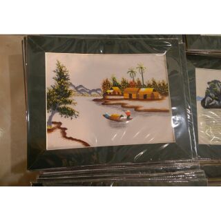 Tranh thêu tay cô lái đò 25x35