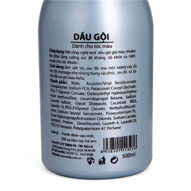 DẦU GỘI DẦU XẢ DÀNH CHO TÓC NHUỘM KELLA 500ml