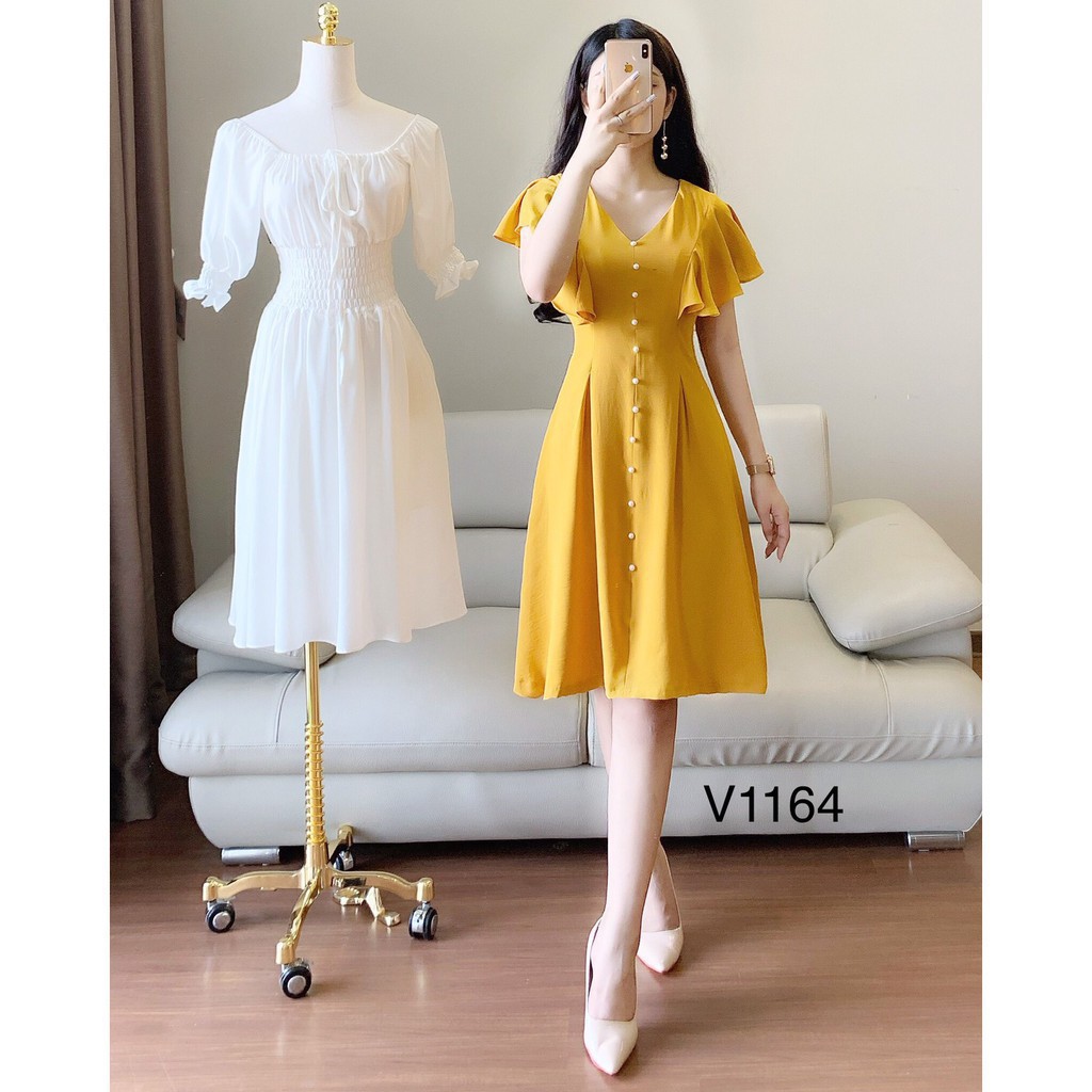 [ xả kho ] MiD Váy vàng xòe v1164 Mie Design kèm ảnh thật
