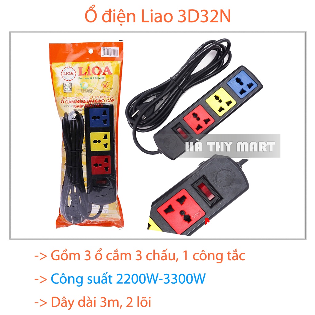 Ổ cắm điện LiOA 4 ổ 3m/5m 4TC5/4TC3